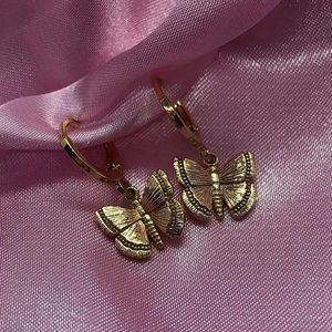 Gold Butterfly Huggie Hoop Earrings